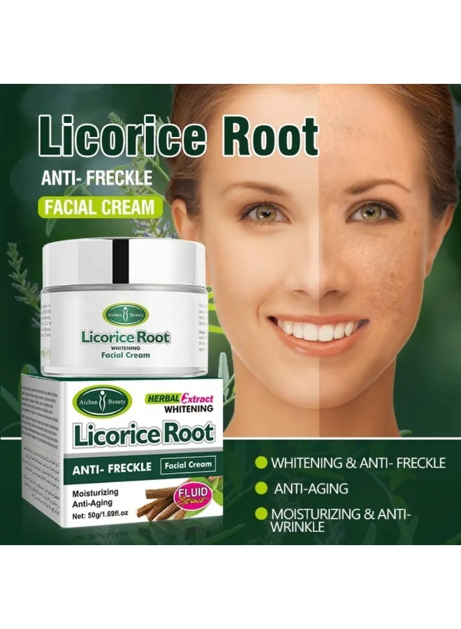 Aichun beauty Licorice Root Anti-Freckle Facial Cream 50G, Whitening Moisturizing Anti-Aging Licorice Extract Face Cream - Image 3